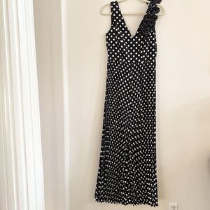 CQ by CQ‎ Womens Black White Polka Dot Sleeveless Pleated Ruffle V-Neck Jumpsuit
